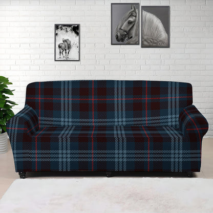 Dark Blue Tartan Pattern Print Sofa Cover