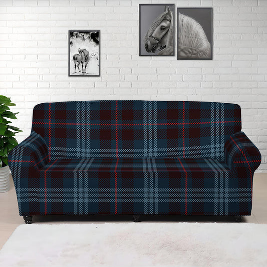 Dark Blue Tartan Pattern Print Sofa Cover
