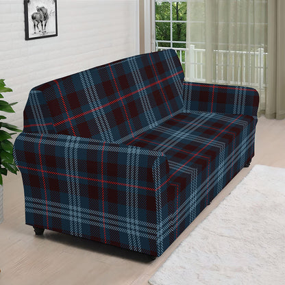 Dark Blue Tartan Pattern Print Sofa Cover