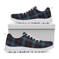 Dark Blue Tartan Pattern Print White Running Shoes