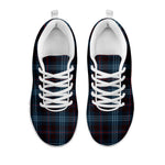 Dark Blue Tartan Pattern Print White Sneakers