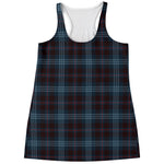 Dark Blue Tartan Pattern Print Women's Racerback Tank Top