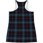 Dark Blue Tartan Pattern Print Women's Racerback Tank Top