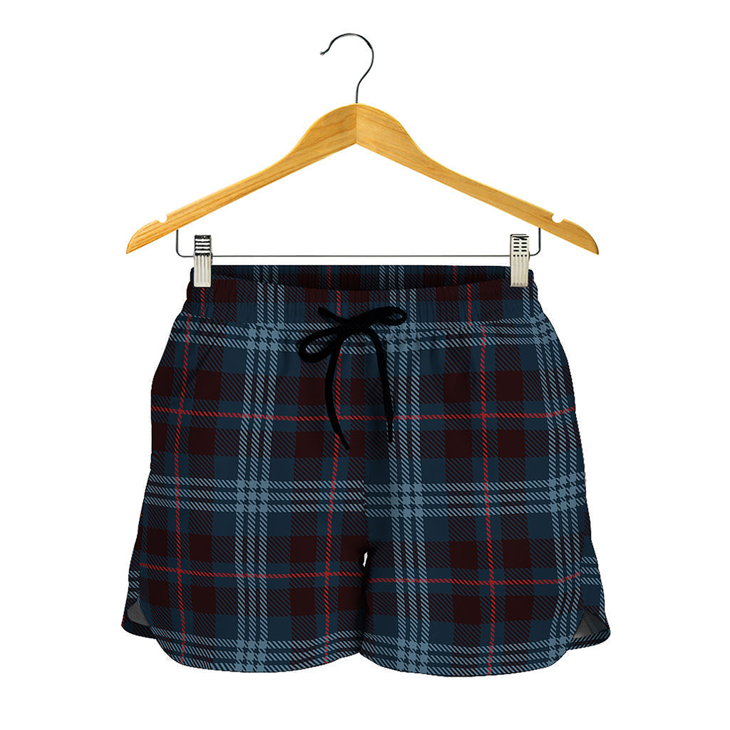 Dark Blue Tartan Pattern Print Women's Shorts