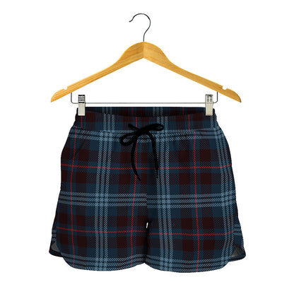 Dark Blue Tartan Pattern Print Women's Shorts