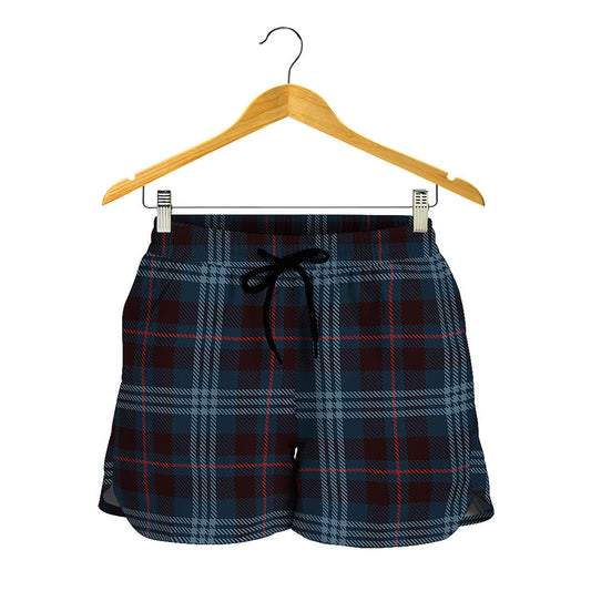 Dark Blue Tartan Pattern Print Women's Shorts