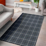Dark Blue Tattersall Pattern Print Area Rug