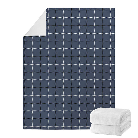 Dark Blue Tattersall Pattern Print Blanket