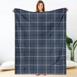 Dark Blue Tattersall Pattern Print Blanket