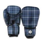 Dark Blue Tattersall Pattern Print Boxing Gloves