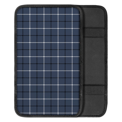 Dark Blue Tattersall Pattern Print Car Center Console Cover