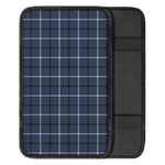 Dark Blue Tattersall Pattern Print Car Center Console Cover