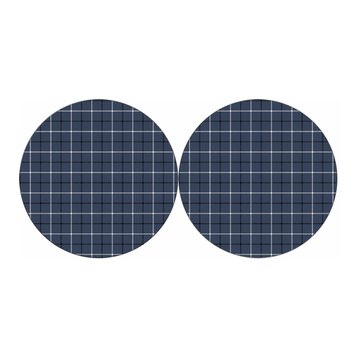 Dark Blue Tattersall Pattern Print Car Coasters