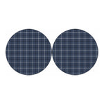 Dark Blue Tattersall Pattern Print Car Coasters