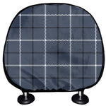 Dark Blue Tattersall Pattern Print Car Headrest Covers