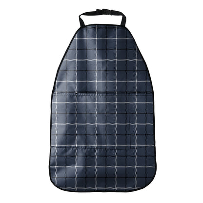 Dark Blue Tattersall Pattern Print Car Seat Organizers