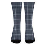 Dark Blue Tattersall Pattern Print Crew Socks
