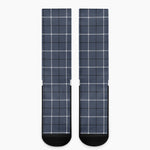 Dark Blue Tattersall Pattern Print Crew Socks
