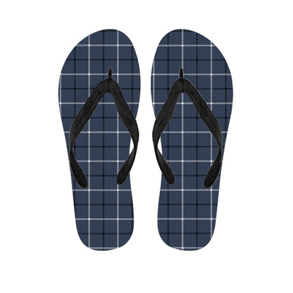 Dark Blue Tattersall Pattern Print Flip Flops