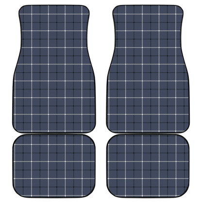 Dark Blue Tattersall Pattern Print Front and Back Car Floor Mats