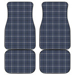 Dark Blue Tattersall Pattern Print Front and Back Car Floor Mats
