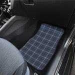 Dark Blue Tattersall Pattern Print Front and Back Car Floor Mats