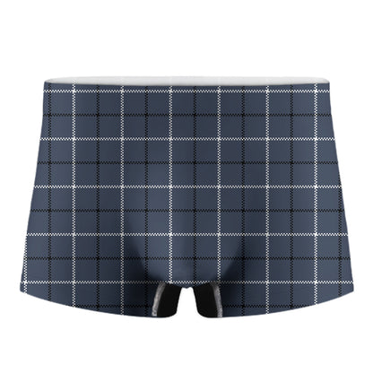 Dark Blue Tattersall Pattern Print Men's Boxer Briefs