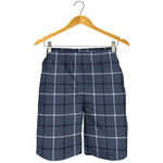 Dark Blue Tattersall Pattern Print Men's Shorts