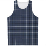 Dark Blue Tattersall Pattern Print Men's Tank Top