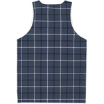 Dark Blue Tattersall Pattern Print Men's Tank Top