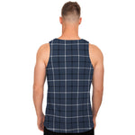 Dark Blue Tattersall Pattern Print Men's Tank Top