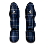 Dark Blue Tattersall Pattern Print Muay Thai Shin Guard