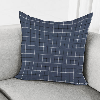 Dark Blue Tattersall Pattern Print Pillow Cover