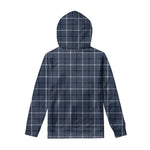 Dark Blue Tattersall Pattern Print Pullover Hoodie