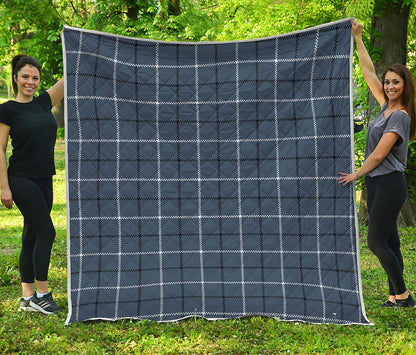 Dark Blue Tattersall Pattern Print Quilt