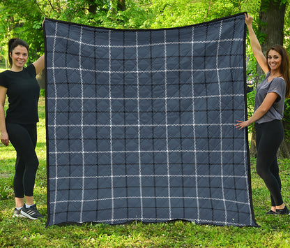 Dark Blue Tattersall Pattern Print Quilt
