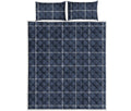 Dark Blue Tattersall Pattern Print Quilt Bed Set