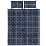 Dark Blue Tattersall Pattern Print Quilt Bed Set