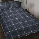 Dark Blue Tattersall Pattern Print Quilt Bed Set