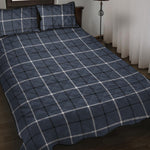 Dark Blue Tattersall Pattern Print Quilt Bed Set