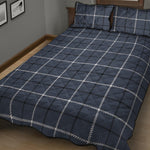 Dark Blue Tattersall Pattern Print Quilt Bed Set