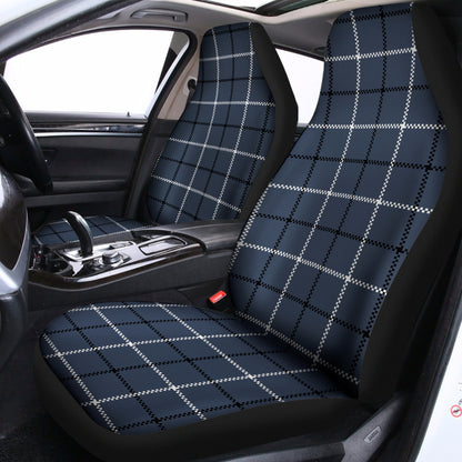 Dark Blue Tattersall Pattern Print Universal Fit Car Seat Covers