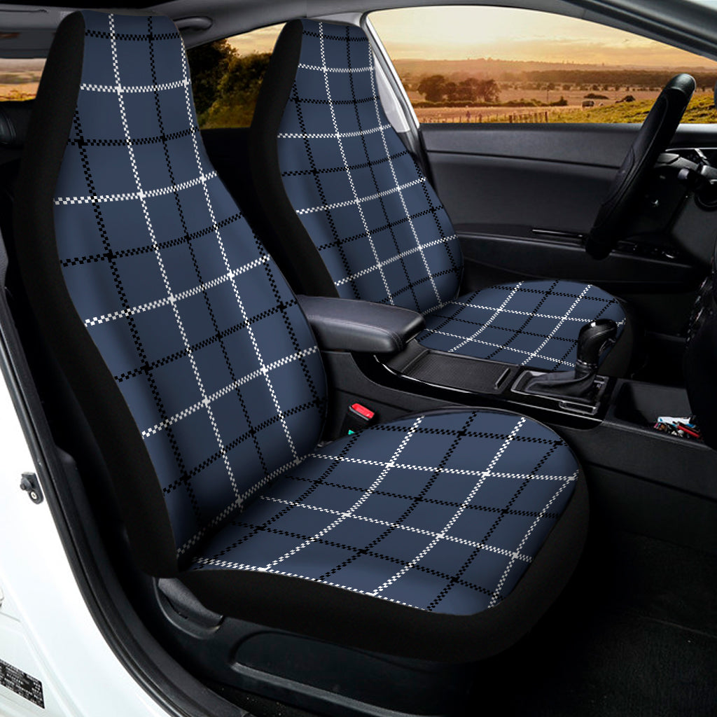 Dark Blue Tattersall Pattern Print Universal Fit Car Seat Covers