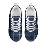 Dark Blue Tattersall Pattern Print White Sneakers