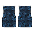 Dark Blue Tropical Leaf Pattern Print Front Car Floor Mats