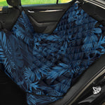 Dark Blue Tropical Leaf Pattern Print Pet Car Back Seat Cover