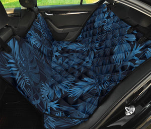 Dark Blue Tropical Leaf Pattern Print Pet Car Back Seat Cover