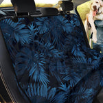 Dark Blue Tropical Leaf Pattern Print Pet Car Back Seat Cover