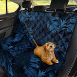 Dark Blue Tropical Leaf Pattern Print Pet Car Back Seat Cover