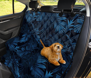 Dark Blue Tropical Leaf Pattern Print Pet Car Back Seat Cover